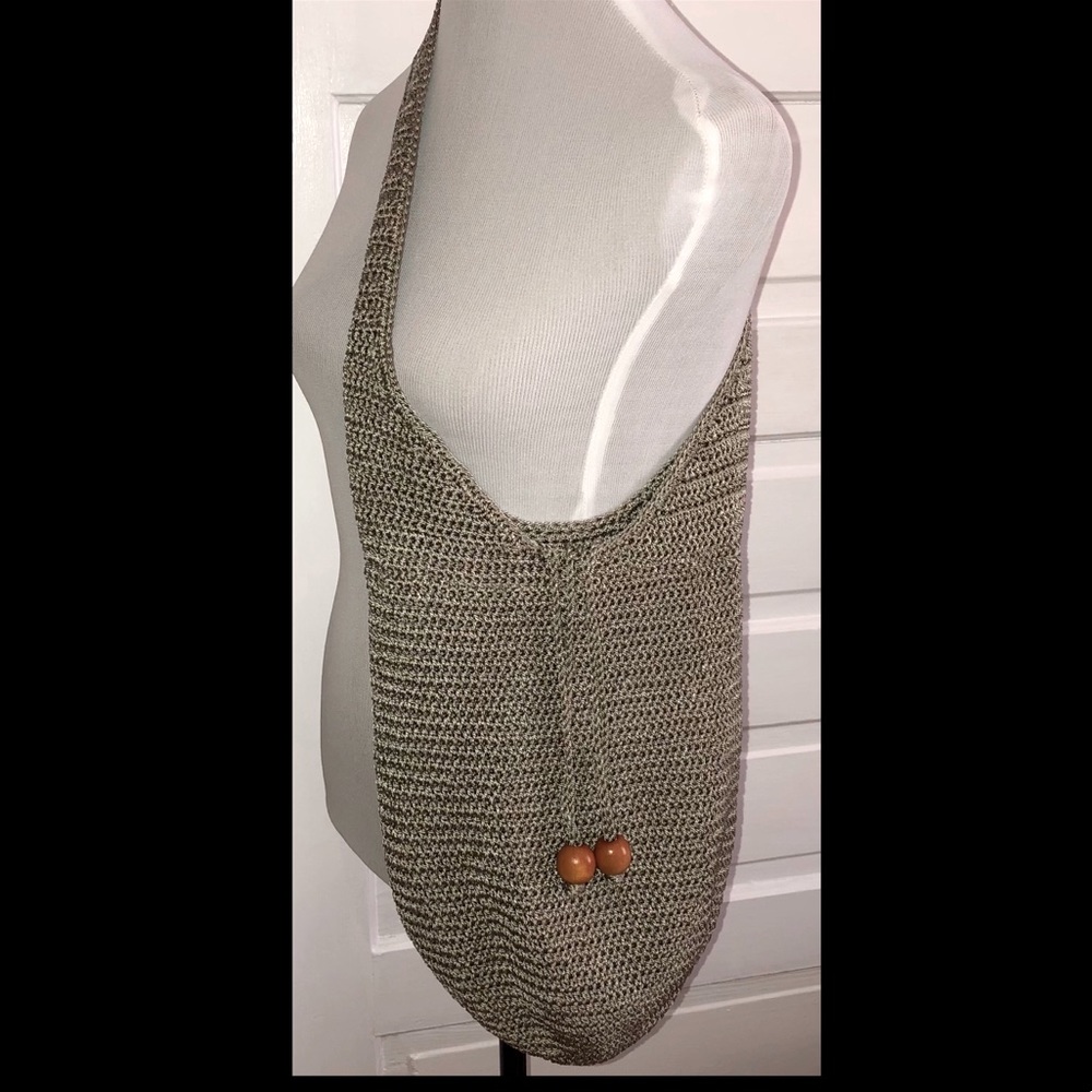 Minimalist Crochet Slouch Bucket Hobo Shoulder Tote, No Brand